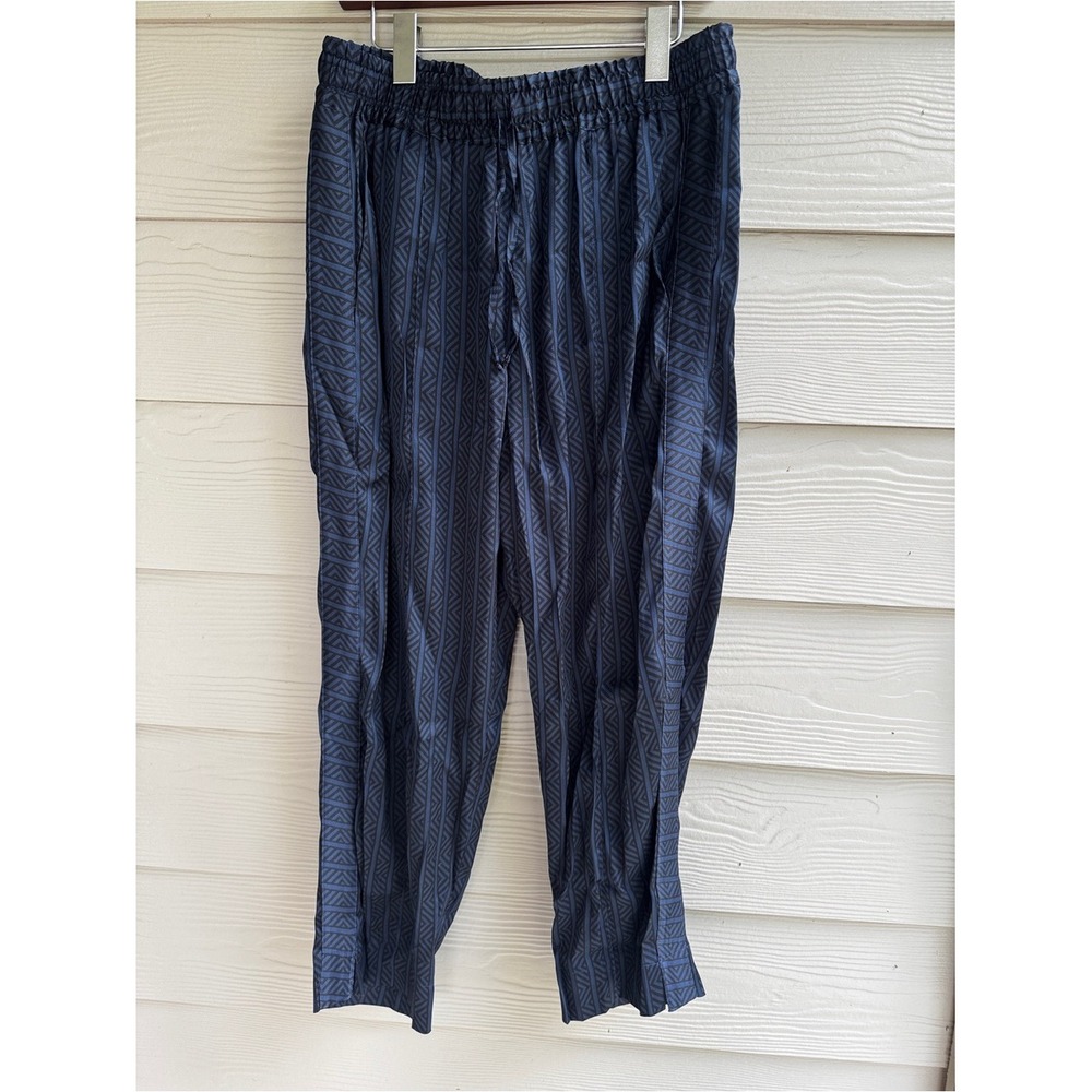 Tucker Navy and Black Geometric Silk Joggers retro tribal artsy luxury